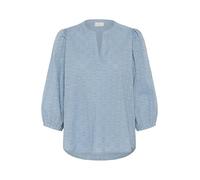 KAFFE Women's Blouse V-Notch Neck 3/4 Sleeves Relaxed Fit Textured Cotton Camicia da Donna, Windward Blue, 48