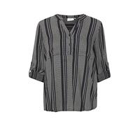 Kaffe Women's Blouse V-Notch Neck Long Sleeves Casual Fit Printed Chest Pockets, Camicetta da Donna, Black/Chalk Small Diamonds,