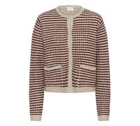KAFFE Women's Cardigan Round Neck Cropped Buttons Long Sleeves Pockets Maglione, Feather Gray Mel./Windsor Wine, XXL Donna