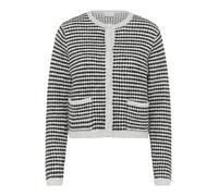 KAFFE Women's Cardigan Round Neck Cropped Buttons Long Sleeves Pockets Maglione, Light Grigio M./Black Structure, S Donna