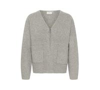 KAFFE Women's Cardigan V-Neck Zipper Casual Fit Long Sleeves Knit Maglione, Grigio mélange, M Donna