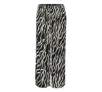 Kaffe Women's Culotte Pants Printed Cropped Length Wide Legs Elastic Waist, Pantaloni da Donna, Black/Antique Zebra Print,