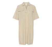KAFFE Women's Dress Johnny Collar Notch Neck Half Sleeves Casual Fit Above Knee Vestito, Chincilla/White Stripe, 44 Donna
