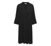 KAFFE Women's Dress V-Notch Neck A-Line Fit 3/4 Sleeves Knee Length Flared Tiers Vestito, Nero Deep, 50 Donna