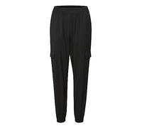 Kaffe Women's Jog Pants Cargo Pockets High-Waisted Elastic Waist Regular Fit Pantaloni, Black Deep, 40 da Donna