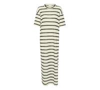 KAFFE Women's Maxi Dress Short Sleeves Round Neck Slits Striped Relaxed Fit Vestito, Turtledove/Black Stripe, S Donna