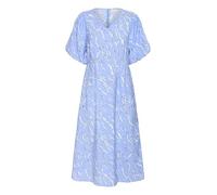 KAFFE Women's Midi Dress V-Neck Tailored Fit Flared Skirt Half Sleeves Printed Vestito, Vista Blue W.Nantucket AOP, 46 Donna