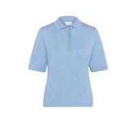 KAFFE Women's Polo Pullover Short Sleeves Regular Fit Light Knit Buttons, Vista Blue Melange, S Donna