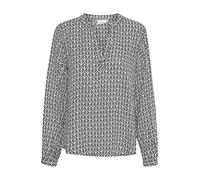 KAFFE Women's Print Blouse Long Sleeves V-Neck da Donna, Black/Chalk Fan Print, 38