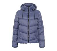 KAFFE Women's Puffer Jacket High Collar Hooded Hip Length Zipper Regular Fit Outwear, Blu Indaco, 48 Donna