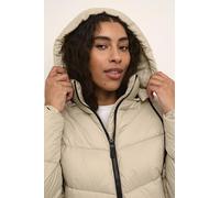 KAFFE Women's Puffer Jacket High Collar Hooded Hip Length Zipper Regular Fit Outwear, Grigio Piuma, 48 Donna