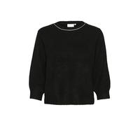 KAFFE Women's Pullover Crew Neck 3/4 Sleeves Beading Casual Fit Cropped, Black Deep CC, L Donna