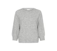 KAFFE Women's Pullover Crew Neck 3/4 Sleeves Beading Casual Fit Cropped, Grigio mélange, XL Donna