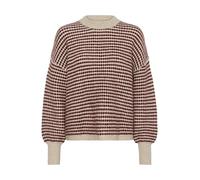 KAFFE Women's Pullover Crew Neck Relaxed Fit Long Sleeves Textured Knit, Feather Gray Mel./Windsor Wine, XXL Donna