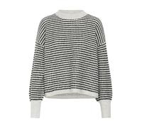KAFFE Women's Pullover Crew Neck Relaxed Fit Long Sleeves Textured Knit, Light Grigio M./Black Structure, XL Donna