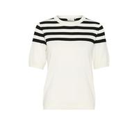 KAFFE Women's Pullover Crew Neck Short Sleeves Regular Fit Horizontal Stripes, Chalk/Black Half Stripe, XL Donna