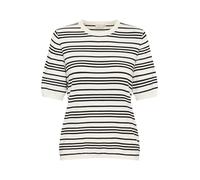 KAFFE Women's Pullover Crew Neck Short Sleeves Regular Fit Horizontal Stripes, Chalk/Black Stripe, XL Donna