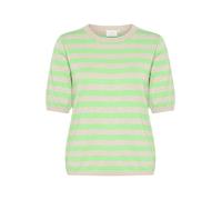 KAFFE Women's Pullover Crew Neck Short Sleeves Regular Fit Horizontal Stripes, Feather Gray Mel./Green, XXL Donna