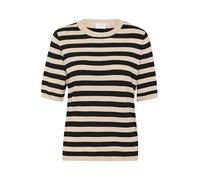 Kaffe Women's Pullover Crew Neck Short Sleeves Regular Fit Horizontal Stripes, Grigio Fumo/Nero Deep Stripe, S Donna