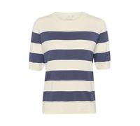 KAFFE Women's Pullover Crew Neck Short Sleeves Regular Fit Horizontal Stripes, Indigo Blue/White Bold Stripe, S Donna