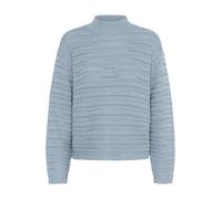 KAFFE Women's Pullover Mock Neck Long Sleeves Relaxed Fit Hole Knit Hip Length, Windward Blue, L Donna