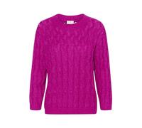 KAFFE Women's-Pullover Modellato a Maglia, Maniche Corte, Rotondo, Collo Regolare, Fucsia Festival, L Donna