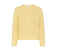 Kaffe Women's Pullover Round Neck Casual Fit Long Sleeves Hole Knit Cotton Blend, Cannuccia, M Donna