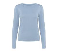 KAFFE Women's Pullover Slim Fit Boat Neck Long Sleeves Hip Length Fine Knit, Windward Blue, XL Donna