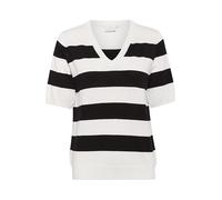 KAFFE Women's - Pullover V-Neck, Pantaloncini a Maniche Corte, a Strisce, vestibilità Regolare