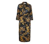 Kaffe Women's Shirt Dress Printed Maxi Length Long Sleeves V-Neck Regular Fit Vestito, Black Deep, 46 da Donna