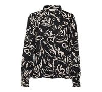 KAFFE Women's Shirt Printed Regular Fit Buttons Long Sleeves Smock Cuffs Camicia, Nero/Sabbia Dipinta Fiore, 48 Donna