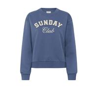 KAFFE Women's Sweatshirt Crew Neck Graphic Print Long Sleeves Regular Fit Felpa, Bering Sea/Club Embd, XL Donna