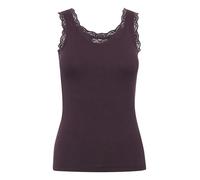 KAFFE Women's Tank Top Scoop Neck Lace Rib Jersey Slim Fit Hip Length, Caramella MOU, L Donna