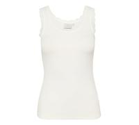 KAFFE Women's Tank Top Scoop Neck Lace Rib Jersey Slim Fit Hip Length, Gesso, XL Donna