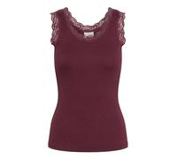 KAFFE Women's Tank Top Scoop Neck Lace Rib Jersey Slim Fit Hip Length, Windsor Wine, XXL Donna