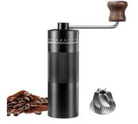 Kaffeemühle Manuell, Präzisem Edelstahlmahlwerk mit 50 einstellbaren Mahlgradeinstellungen Kunststofffreie Espresso-Kaffeemühle mit Holzgriff Design für den Einsatz zu Hause, im Büro und auf Reisen