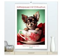 Kaffeepause mit Chihuahua - Kleine Freunde in großen Tassen (hochwertiger Premium Wandkalender 2026 DIN A2 hoch), Kunstdruck in Hochglanz: Genießen ... des Jahres mit bezaubernden Chihuahuas