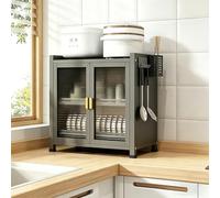KAFHGEIN Scolapiatti da appoggio, scola Piatti da bancone a 2-3 Livelli con Copertura, Armadio asciuga Piatti con Vassoio di drenaggio, Grande Organizer da Cucina per stoviglie(Black,44.5x28x47cm)