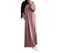 Kaftan Donna Lungo Abaya Donna Abiti Musulmani Retro Abbigliamento Preghiera Per Le Donne Musulmano Caftano Dubai Robe Medio Oriente Etnico Arabo Afghano Vestiti Islamici Arabi, 05# rosa, M