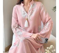 Kaftano turco da donna con stampa floreale e nappe & camicia lunga tradizionale araba L,M,S,XLStampa CasualeTessuto intrecciato