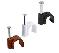 KafTon Clip per cavi rotonde, 6 mm, assortimento di chiodi neri marroni e bianchi, per la gestione dei cavi