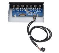 Kafuty 7 Porte Hub USB sul Pannello Anteriore, Computer da 5,25 Pollici Scatola hub USB 2.0 Pannello di Trasmissione Dati Senza Perdita Connettore Adattatore in Lega di Alluminio con Cavo a 9 Pin