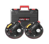 KAFUWELL 2x Ventosa per Piastrelle con Manometro, Ventose per Vetro, Carico Max. 200 Kg/Unità, Ventose Professionali a Vuoto per Vetro, Piastrelle, Marmo, Mobili, Ø200 mm con Cassetta Attrezzi
