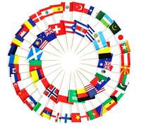 KAFZEL 100 Pezzi Bandierine Stuzzicadenti Multinazionali, Stuzzicadenti con Bandiere del Mondo per Decorare Cocktail, Panini, per Euro Football Match, Decorazioni Bar, Coppa del Mondo