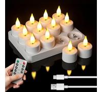 KagoLing 12 Candele LED Ricaricabile, Candele Finte con Telecomando e Timer, 100 Ore Fiamma Tremolante Oscillante, Candeline Galleggianti Decorazioni Per Compleanno, Halloween, Natale, Matrimonio
