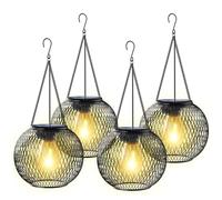 KagoLing Lanterne Solari da Esterno, 4 Pezzi Lampada Solare da Giardino in metallo IP65 Impermeabile Lampada da esterno per da Esterno Giardino Natale Feste Camera da Letto Decorazioni (Bianco caldo)