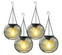 KagoLing Lanterne Solari da Esterno, 4 Pezzi Lampada Solare da Giardino in metallo IP65 Impermeabile Lampada da esterno per da Esterno Giardino Natale Feste Camera da Letto Decorazioni (Bianco caldo)