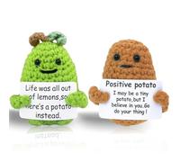 KAGUOl 2 Pezzi Pocket Hug Positive Potato, Creative Knitting Wool Potato Doll, Scheda di Energia Positiva Inclusa, Verde e Grigio Scuro, Piccoli Doni per Fidanzate, Fidanzati, Familiari, Pazienti