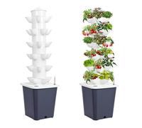 KAHCOP Torre idroponica a 6 piani, 30 Holes, sistema di coltivazione idroponica da giardino, per erbe, frutta e verdura con pompa per idratazione, adattatore, pentole, timer per frutta, verdura ed