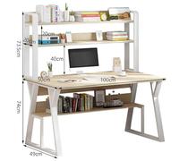 KAHDBOY Modern Computer Desk with Hutch & Bookshelf,Space Saving Home Office Workstation,for Efficient Working and Storage(Weiß,100cm)